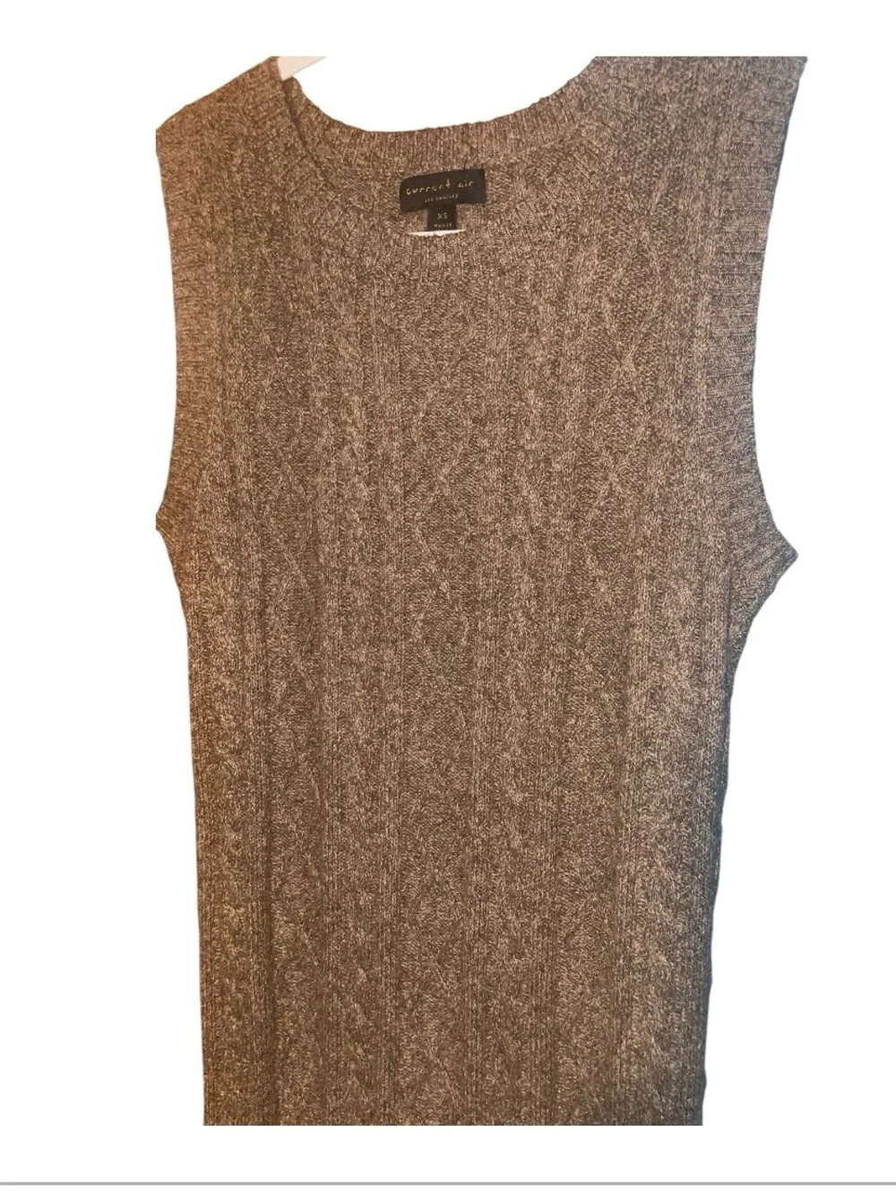Current Air Sleeveless Cable-Knit Maxi Midi Dress in Brown